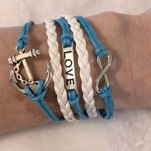 Anchor Love Infinity Braided Leather Bracelet